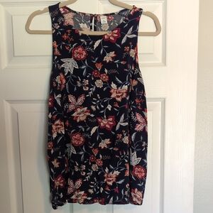 Old Navy Navy Blue Floral Blouse
